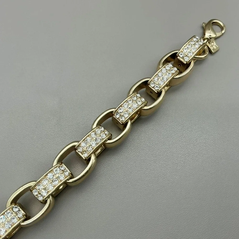 Banana Republic Bracelet Womens Gold Tone Crystal Link Chain Jewelry 7.5 Inch